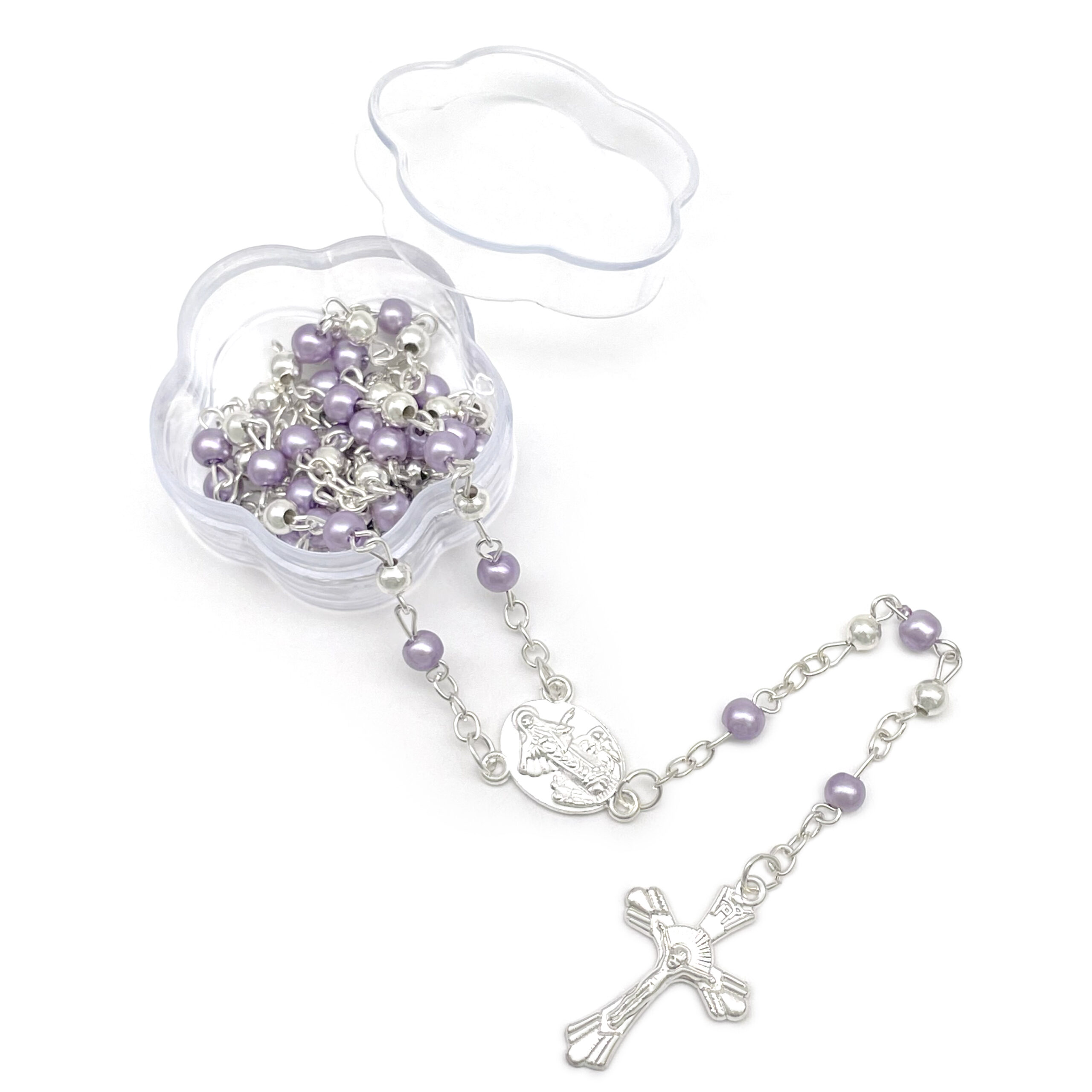 Baptism Rosary Lavender Sliver Bracelet Party Favors