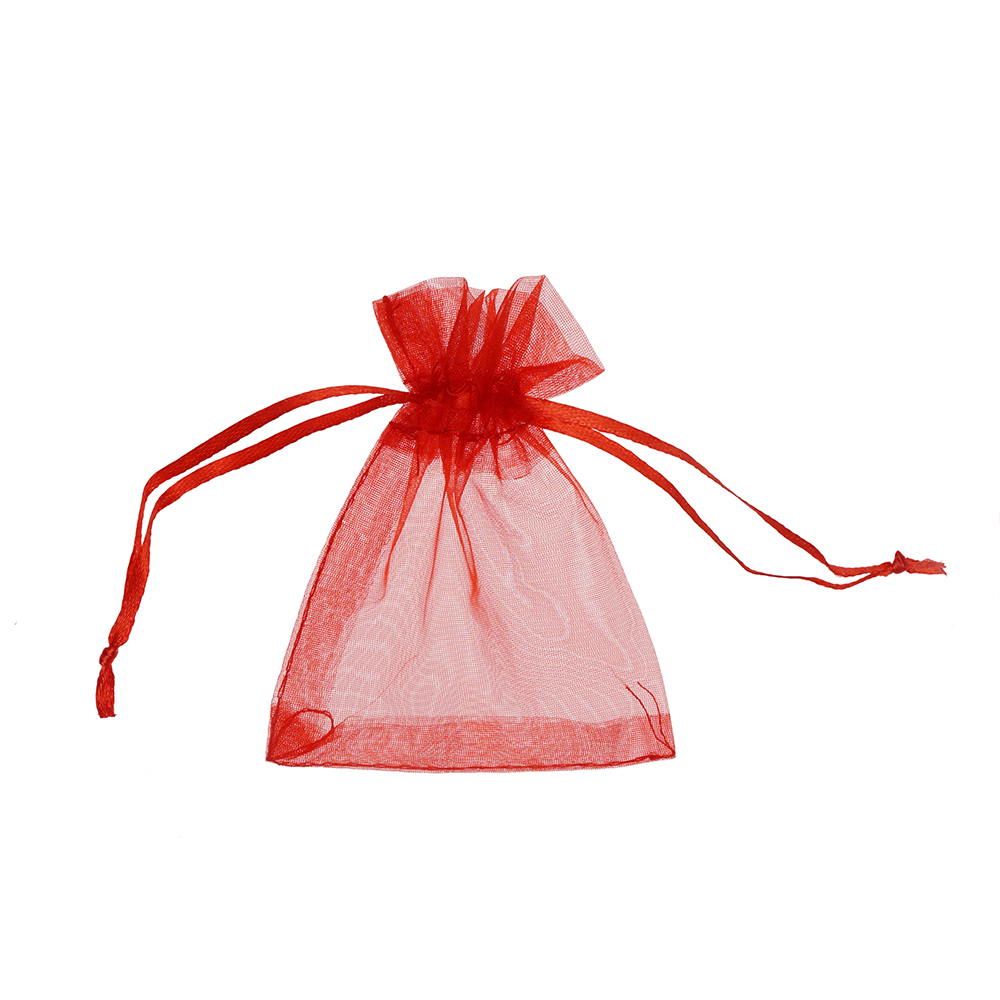 34方形纱袋酒红细节图1(Red Zip Favor Bags)