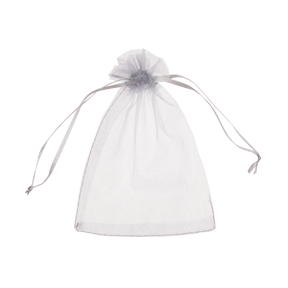 45方形纱袋银细节图1(Gray Zip Favor Bags)