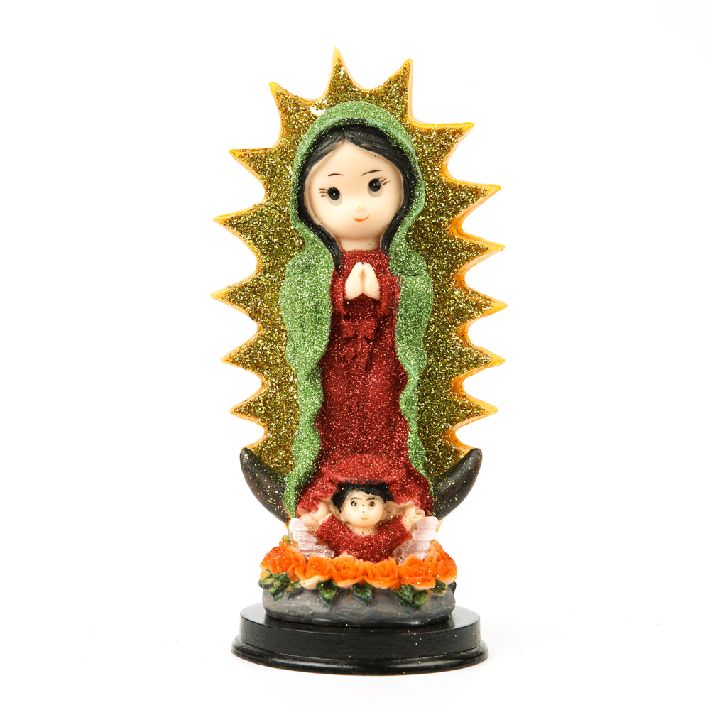 8寸亮粉圣母正面图(Virgen Guadalupe Figure Glitter)