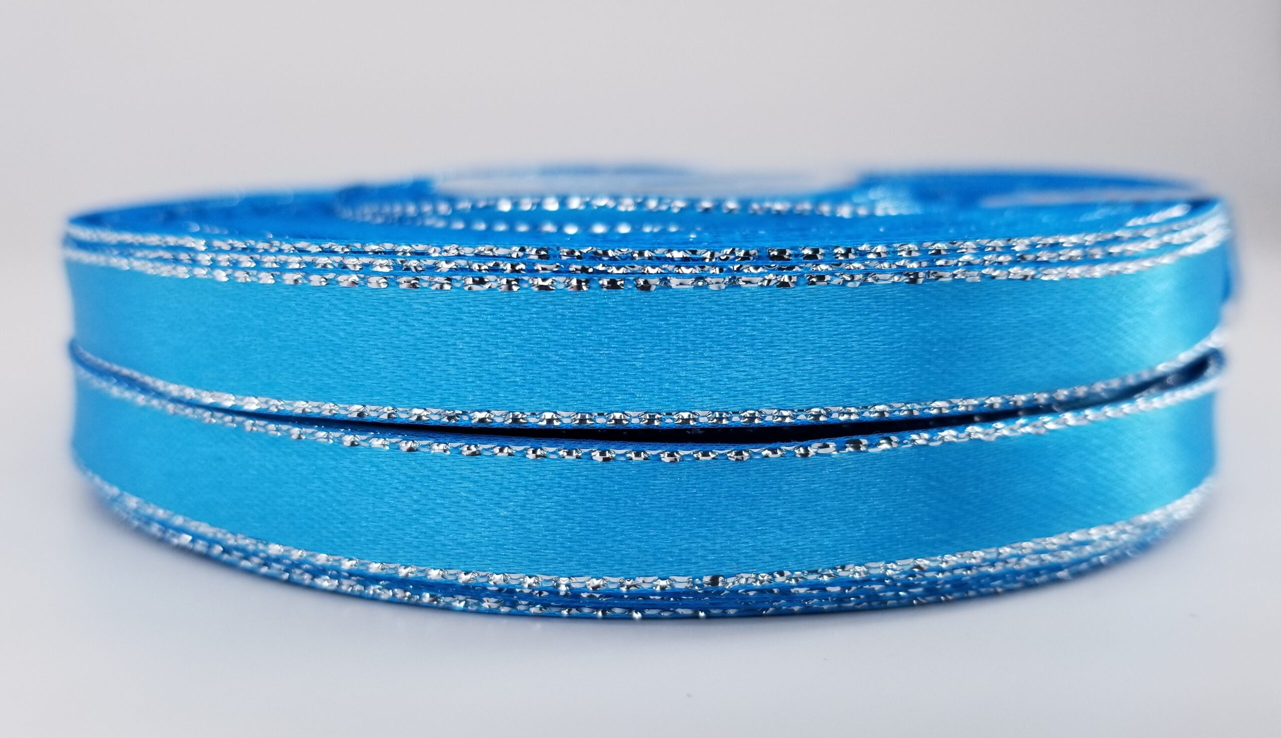 双面双边织带蓝银正面图(15 or Wedding Thin Ribbon)