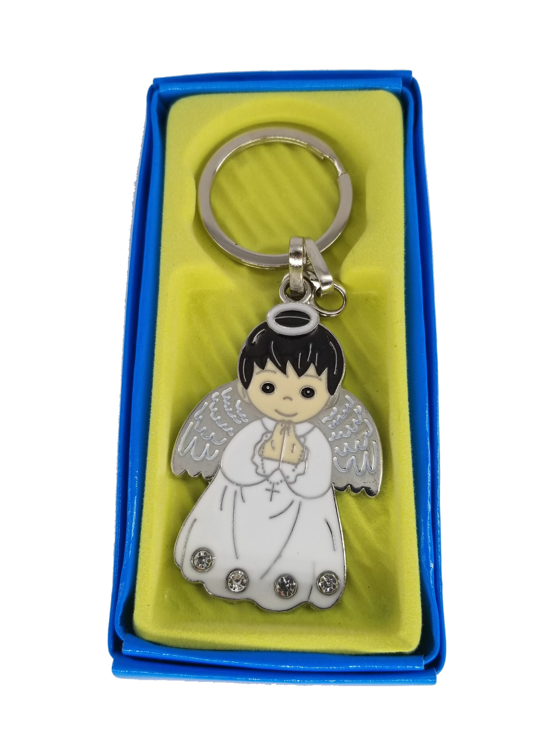 天使男孩白正面图1(First Communion Angel Keychain)